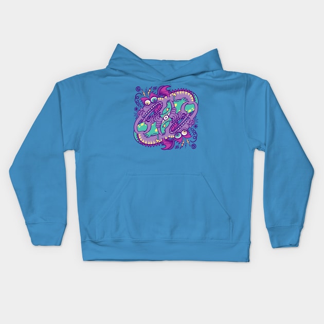 Two mad fighting dragons engage in furious combat Kids Hoodie by zooco